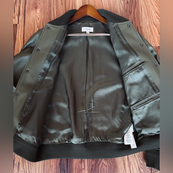 Coach Olive Green Wool and Leather Varsity Jacket (Size M) - Picture 3 of 15
